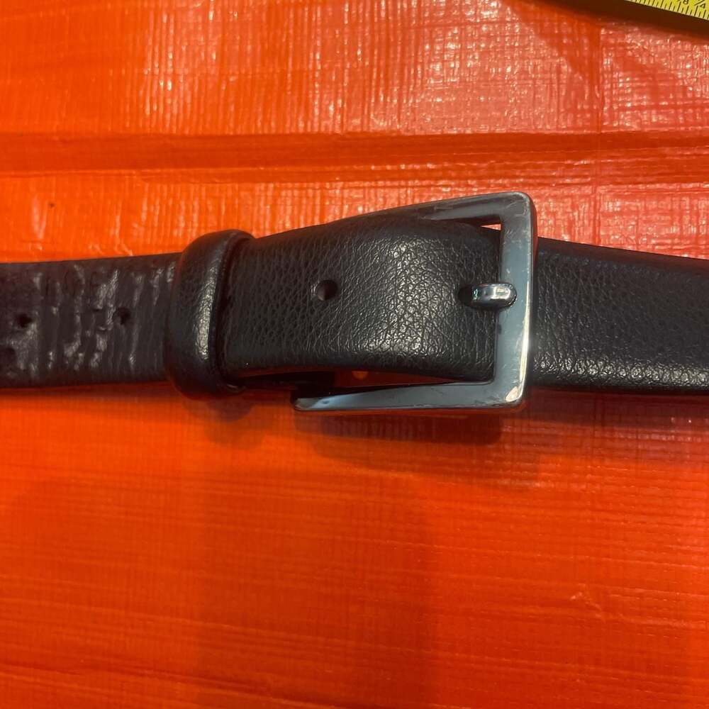 Italian Leather Pebbled Black Belt with Silver Buckle Style 9511